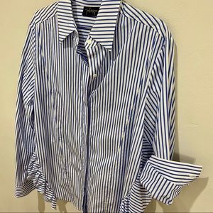 Petersyn Pinstripe Frill Button Down